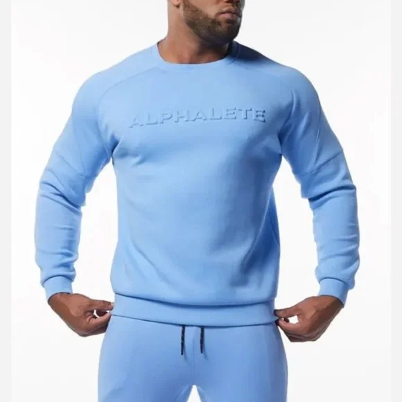 NWOT Alphalete Light Blue ELMTS Crewneck Sweater - XXL - Picture 1 of 5